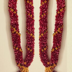 Wedding Garlands - Red Rose Petal with Sprial Gold Dots