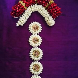 Bridal Flowers- Bridal Hair Set – Red Rose Petals & White Nandavanam