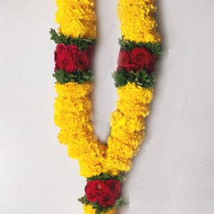 Pooja Flowers - Yellow Marigold Needle Garland – 1.5ft